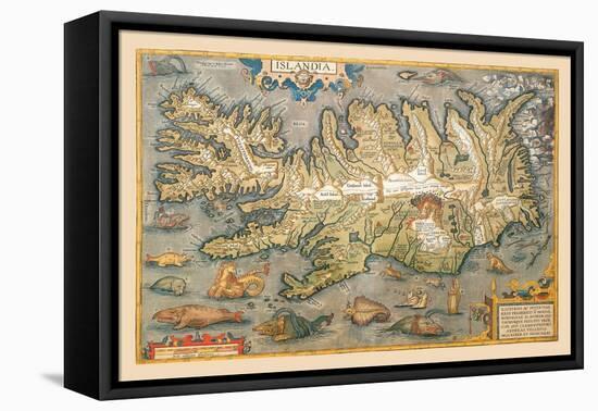 Map of Iceland-Abraham Ortelius-Framed Stretched Canvas