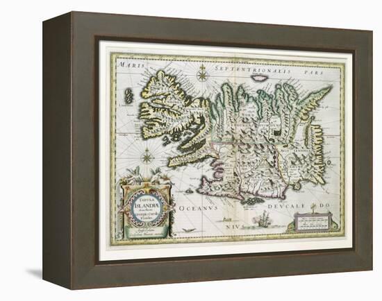 Map of Iceland-W.j. Blaeu-Framed Premier Image Canvas