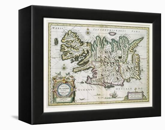 Map of Iceland-W.j. Blaeu-Framed Premier Image Canvas