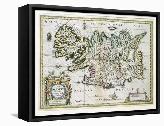 Map of Iceland-W.j. Blaeu-Framed Premier Image Canvas