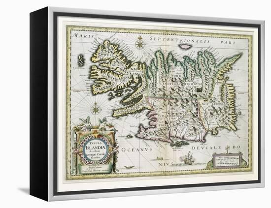 Map of Iceland-W.j. Blaeu-Framed Premier Image Canvas