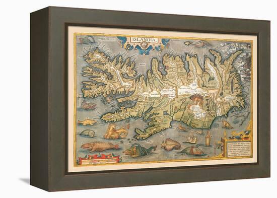 Map of Iceland-Abraham Ortelius-Framed Stretched Canvas