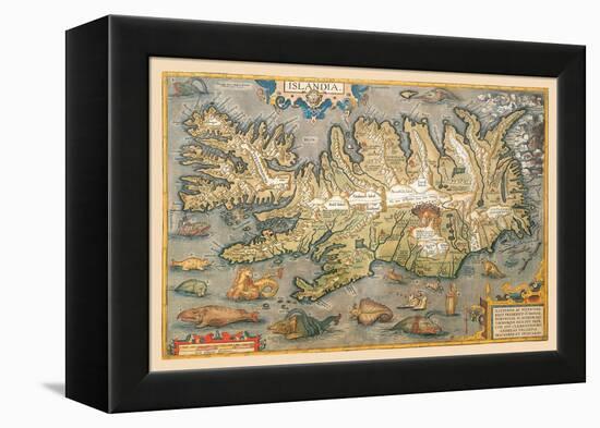 Map of Iceland-Abraham Ortelius-Framed Stretched Canvas