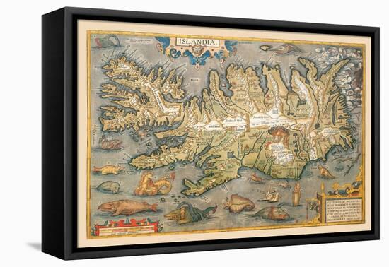 Map of Iceland-Abraham Ortelius-Framed Stretched Canvas