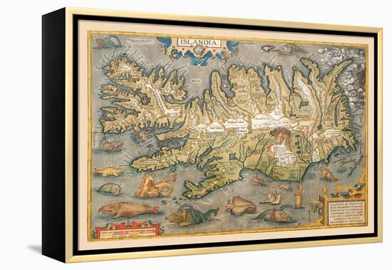 Map of Iceland-Abraham Ortelius-Framed Stretched Canvas