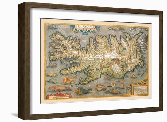 Map of Iceland-Abraham Ortelius-Framed Premium Giclee Print