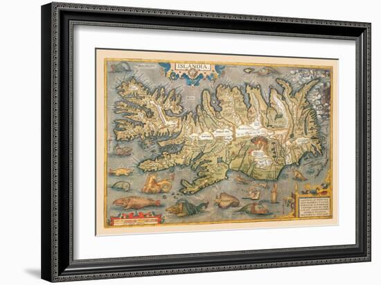 Map of Iceland-Abraham Ortelius-Framed Premium Giclee Print