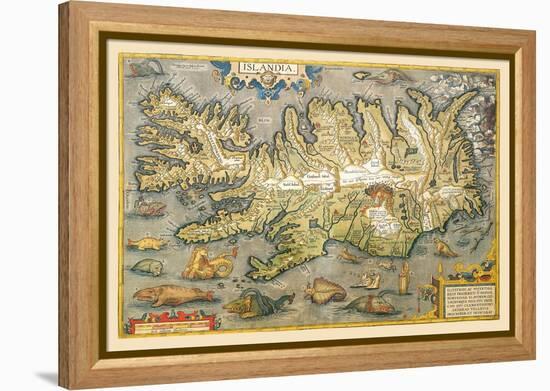 Map of Iceland-Abraham Ortelius-Framed Stretched Canvas