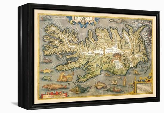 Map of Iceland-Abraham Ortelius-Framed Stretched Canvas