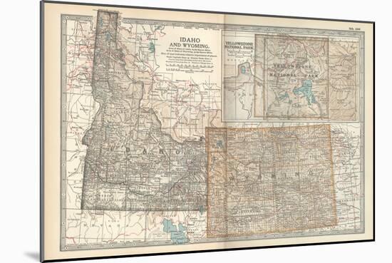 Map of Idaho and Wyoming. United States. Inset Map of Yellowstone National Park-Encyclopaedia Britannica-Mounted Art Print