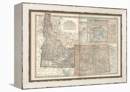 Map of Idaho and Wyoming. United States. Inset Map of Yellowstone National Park-Encyclopaedia Britannica-Framed Stretched Canvas