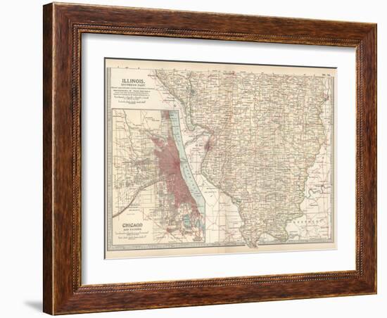 Map of Illinois, Southern Part. United States. Inset Map of Chicago and Vicinity-Encyclopaedia Britannica-Framed Art Print