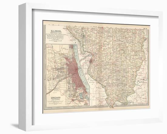 Map of Illinois, Southern Part. United States. Inset Map of Chicago and Vicinity-Encyclopaedia Britannica-Framed Art Print