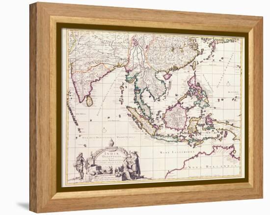 Map of India and the East Indies-Frederick de Wit-Framed Premier Image Canvas