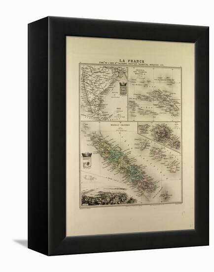 Map of India New Caledonia Tahiti Tuamotu Archipelago Marquesas Islands 1896-null-Framed Premier Image Canvas