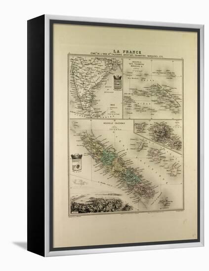 Map of India New Caledonia Tahiti Tuamotu Archipelago Marquesas Islands 1896-null-Framed Premier Image Canvas