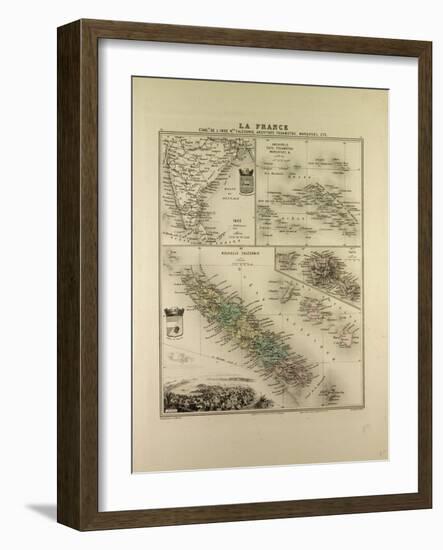 Map of India New Caledonia Tahiti Tuamotu Archipelago Marquesas Islands 1896-null-Framed Giclee Print