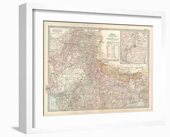 Map of India, Northern Part. Inset of Calcutta and Vicinity-Encyclopaedia Britannica-Framed Art Print