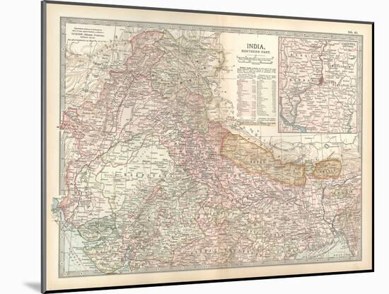 Map of India, Northern Part. Inset of Calcutta and Vicinity-Encyclopaedia Britannica-Mounted Art Print