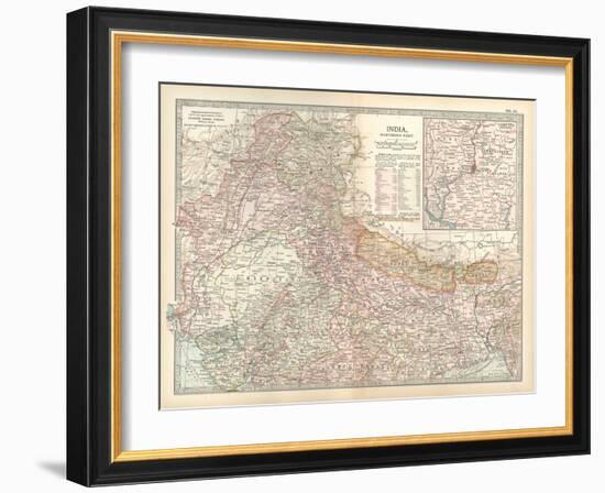 Map of India, Northern Part. Inset of Calcutta and Vicinity-Encyclopaedia Britannica-Framed Art Print