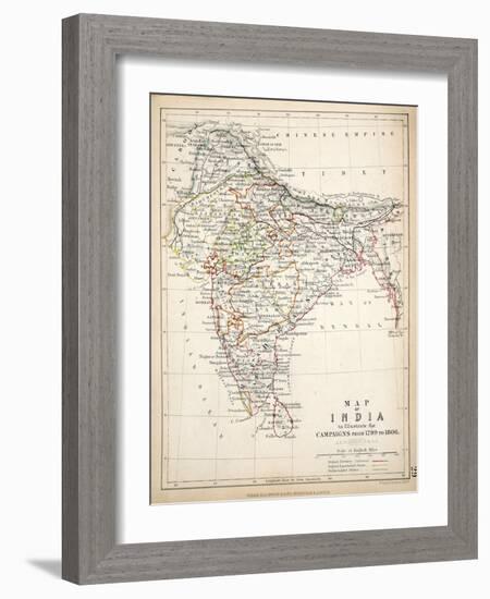 Map of India, Published by William Blackwood and Sons, Edinburgh and London, 1848-Alexander Keith Johnston-Framed Giclee Print