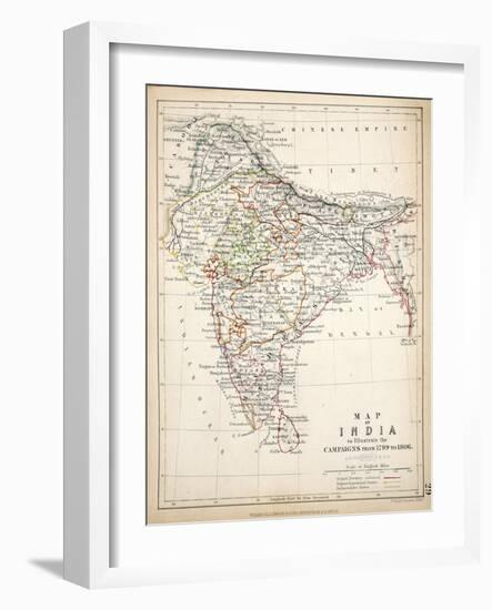 Map of India, Published by William Blackwood and Sons, Edinburgh and London, 1848-Alexander Keith Johnston-Framed Giclee Print