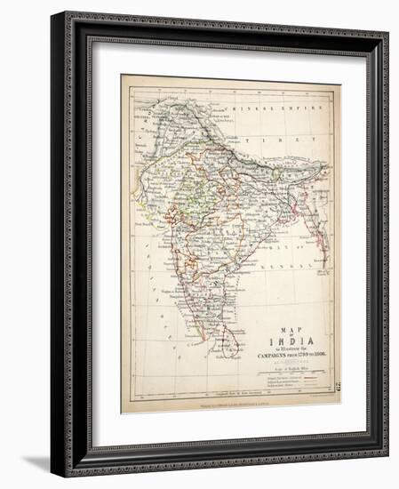 Map of India, Published by William Blackwood and Sons, Edinburgh and London, 1848-Alexander Keith Johnston-Framed Giclee Print