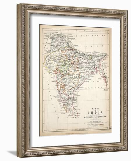 Map of India, Published by William Blackwood and Sons, Edinburgh and London, 1848-Alexander Keith Johnston-Framed Premium Giclee Print