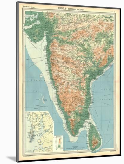Map of India - Southern Section-Unknown-Mounted Giclee Print