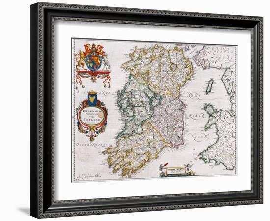 Map of Ireland, 1635-Willem Janszoon Blaeu-Framed Premium Giclee Print