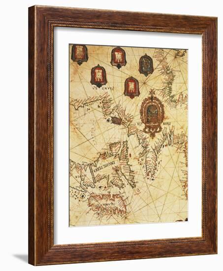 Map of Ireland and Coasts of France, Flanders and Great Britain, from Portolan Chart-null-Framed Giclee Print