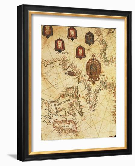 Map of Ireland and Coasts of France, Flanders and Great Britain, from Portolan Chart-null-Framed Giclee Print