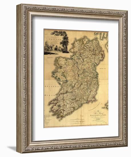 Map of Ireland from 18th Century, Showing Counties, When All of Ireland Was under British Rule-null-Framed Art Print