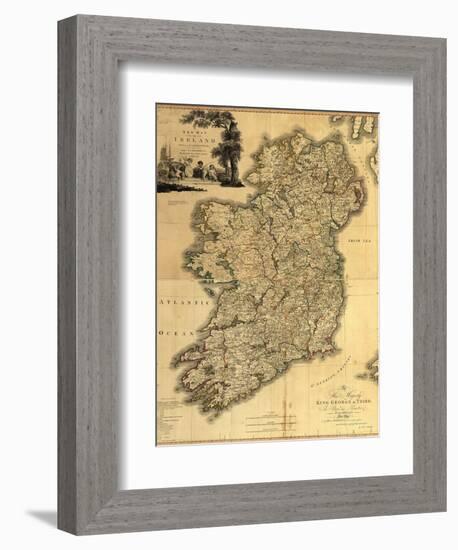 Map of Ireland from 18th Century, Showing Counties, When All of Ireland Was under British Rule-null-Framed Art Print