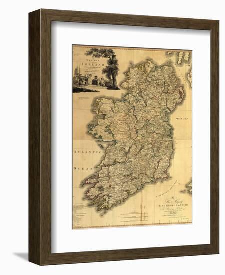 Map of Ireland from 18th Century, Showing Counties, When All of Ireland Was under British Rule-null-Framed Art Print