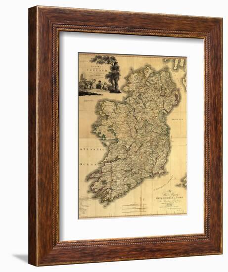 Map of Ireland from 18th Century, Showing Counties, When All of Ireland Was under British Rule-null-Framed Art Print