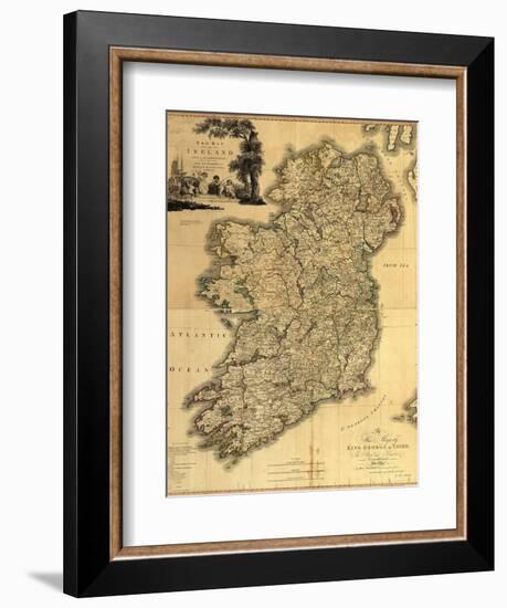 Map of Ireland from 18th Century, Showing Counties, When All of Ireland Was under British Rule-null-Framed Art Print