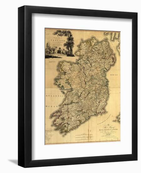 Map of Ireland from 18th Century, Showing Counties, When All of Ireland Was under British Rule-null-Framed Art Print