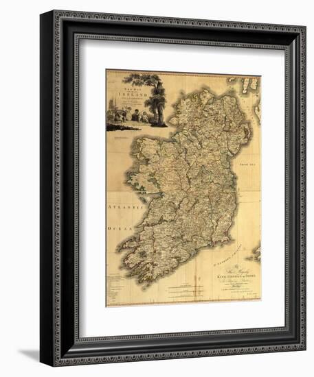 Map of Ireland from 18th Century, Showing Counties, When All of Ireland Was under British Rule-null-Framed Art Print