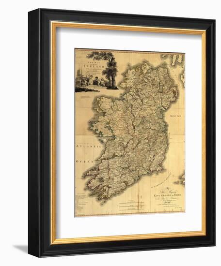 Map of Ireland from 18th Century, Showing Counties, When All of Ireland Was under British Rule-null-Framed Art Print