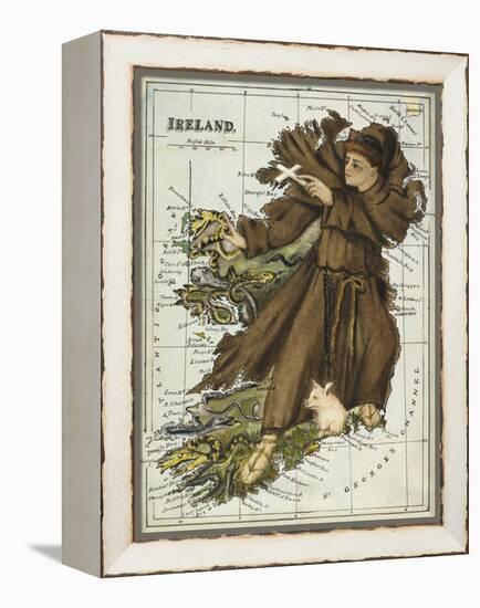 Map Of Ireland Representing St Patrick Driving Out the Snakes-Lilian Lancaster-Framed Premier Image Canvas