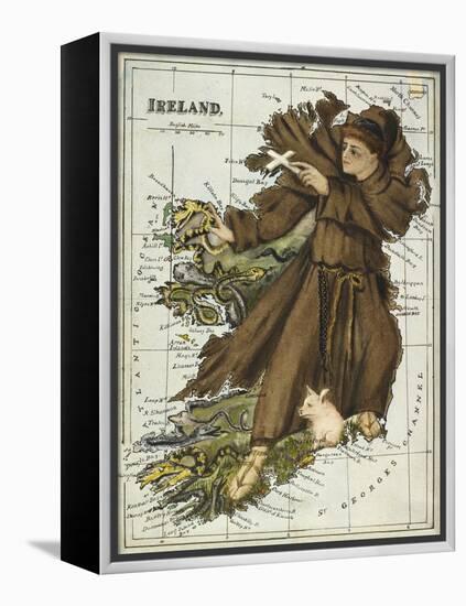 Map Of Ireland Representing St Patrick Driving Out the Snakes-Lilian Lancaster-Framed Premier Image Canvas