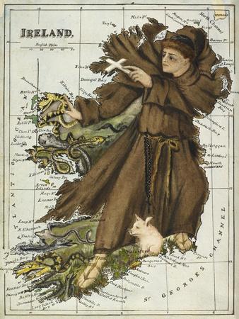 Map Of Ireland Representing St Patrick Driving Out the Snakes' Giclee Print  - Lilian Lancaster | Art.com