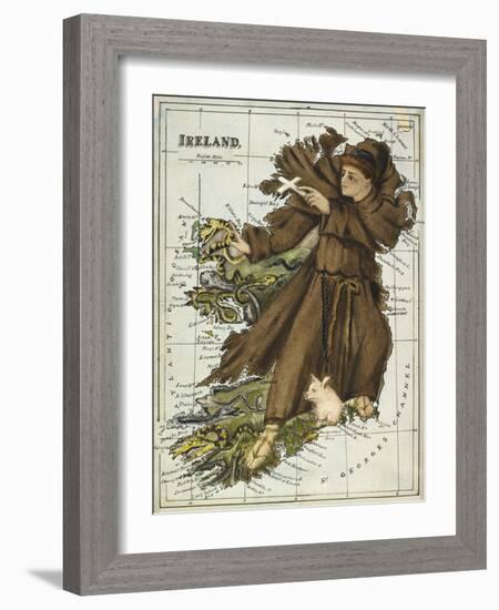 Map Of Ireland Representing St Patrick Driving Out the Snakes-Lilian Lancaster-Framed Giclee Print