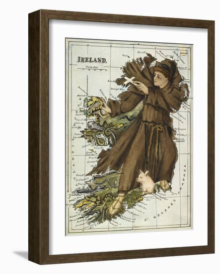 Map Of Ireland Representing St Patrick Driving Out the Snakes-Lilian Lancaster-Framed Giclee Print