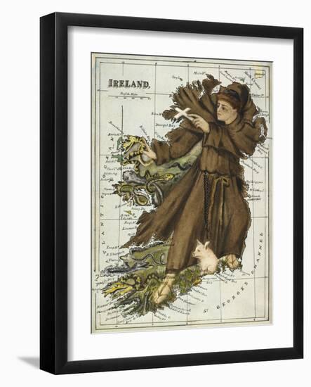 Map Of Ireland Representing St Patrick Driving Out the Snakes-Lilian Lancaster-Framed Giclee Print