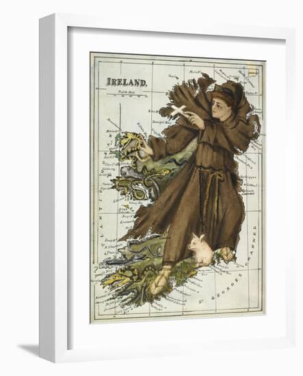 Map Of Ireland Representing St Patrick Driving Out the Snakes-Lilian Lancaster-Framed Giclee Print