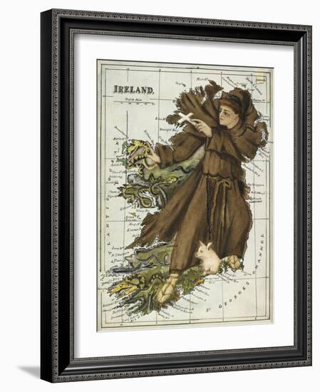 Map Of Ireland Representing St Patrick Driving Out the Snakes-Lilian Lancaster-Framed Giclee Print