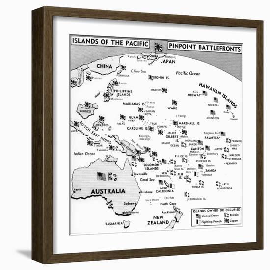 Map of Islands between Hawaii and China-Bettmann-Framed Photographic Print