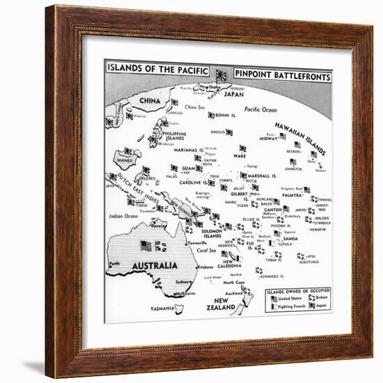 Map of Islands between Hawaii and China-Bettmann-Framed Photographic Print